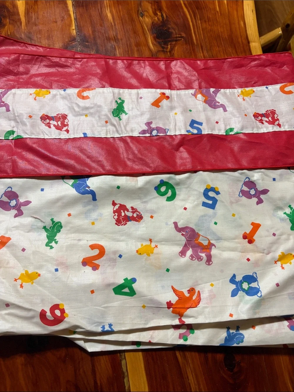 Red/White Valance with multicolored numbers and Animals
